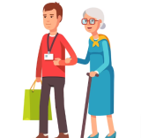 Free-Vector-Man-social-worker-helping-elder-grey-haired-woman
